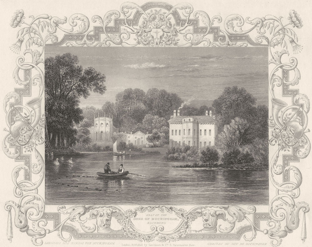 SURREY. Seat of the Duke Of Buckingham, Richmond (Tombleson) 1830 old print